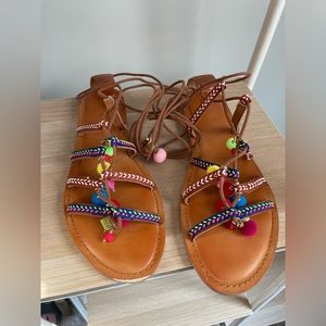 Colorful lace up sandals